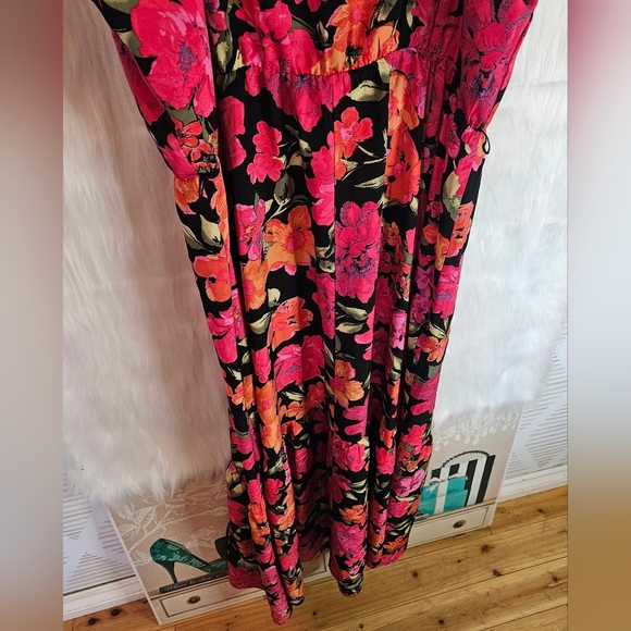 Addition Elle Fuschia & Floral Summer Maxi Dress - Picture 5 of 8